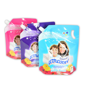 Liquid detergent packaging stand up spout pouch