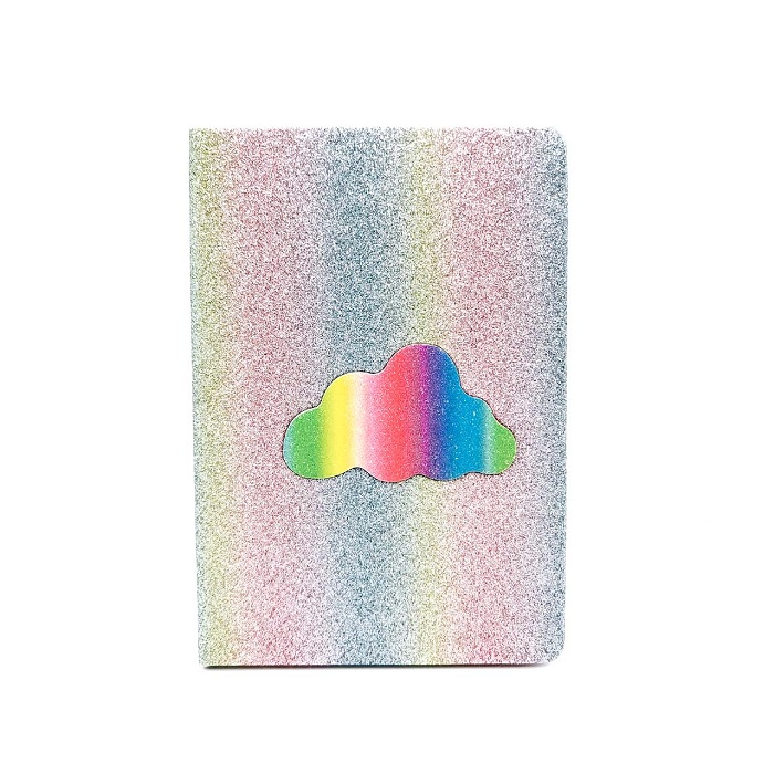 Custom colorful rainbow glitter cover daily notebo
