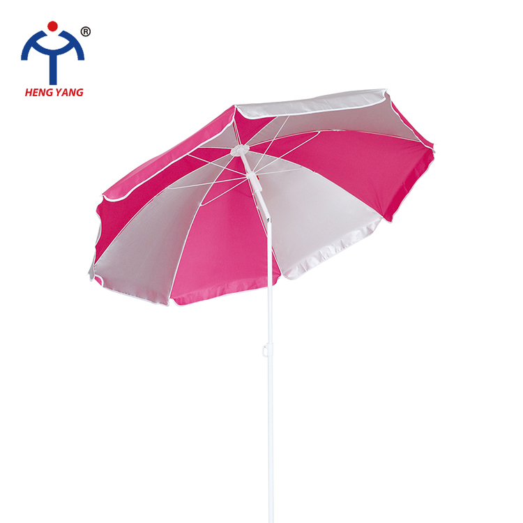  8K ribs pink white color beach umbrella with tilt