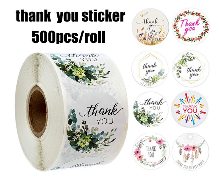 500pcs/roll thank you stickers seal labels handmade custom sticker scrapbooking for gift decoration stationery sticker