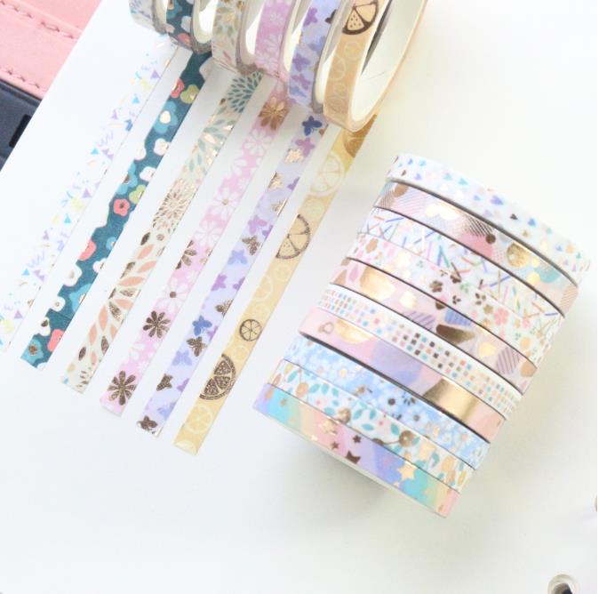 Domikee cute gold foil Japanese decorative DIY washi paper masking tapes set for bullet journal diary notebooks stationery 24pcs
